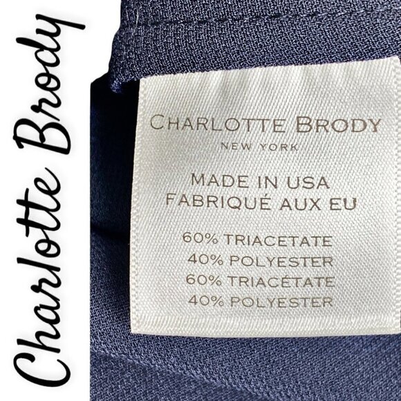 NWT CHARLOTTE BRODY Tie Sleeve Navy Double Georgette Blouse, Size Small - Picture 6 of 9